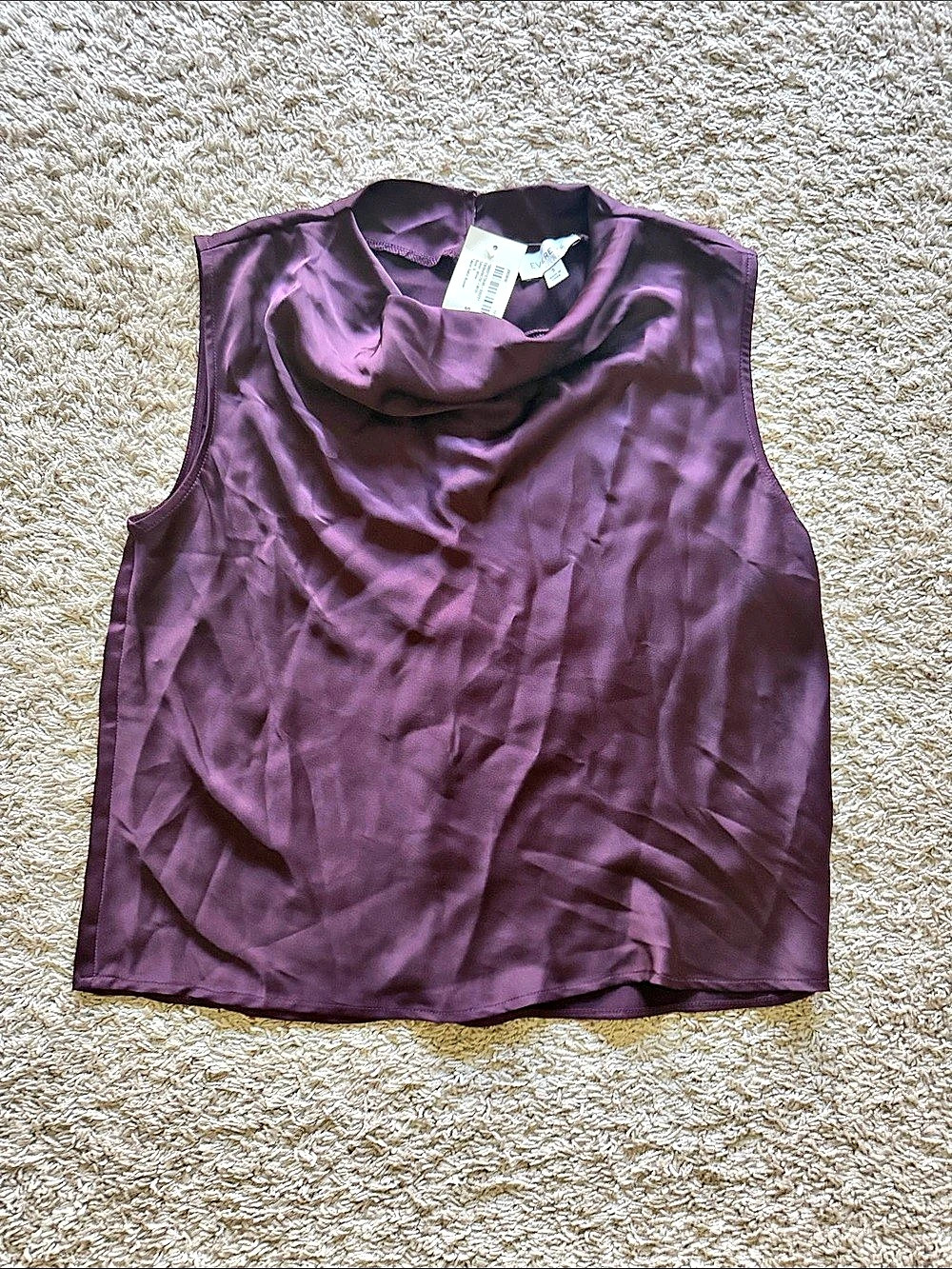 EVEREVE Taylor Satin Blouse Satin Blouse in Purple Size Small NWT